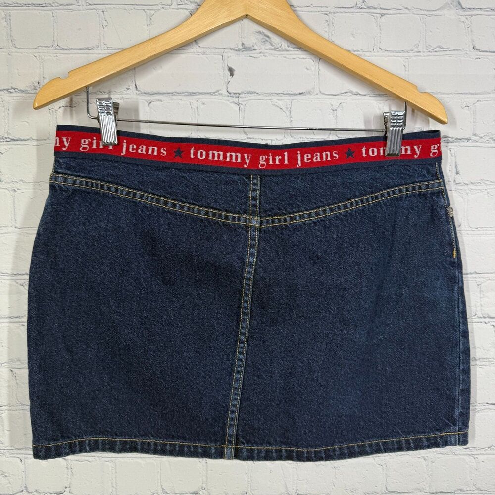 Vintage Tommy Hilfiger Girl Micro Skirt Size 11 Y2K Low Rise Denim 90s Style - Picture 3 of 14